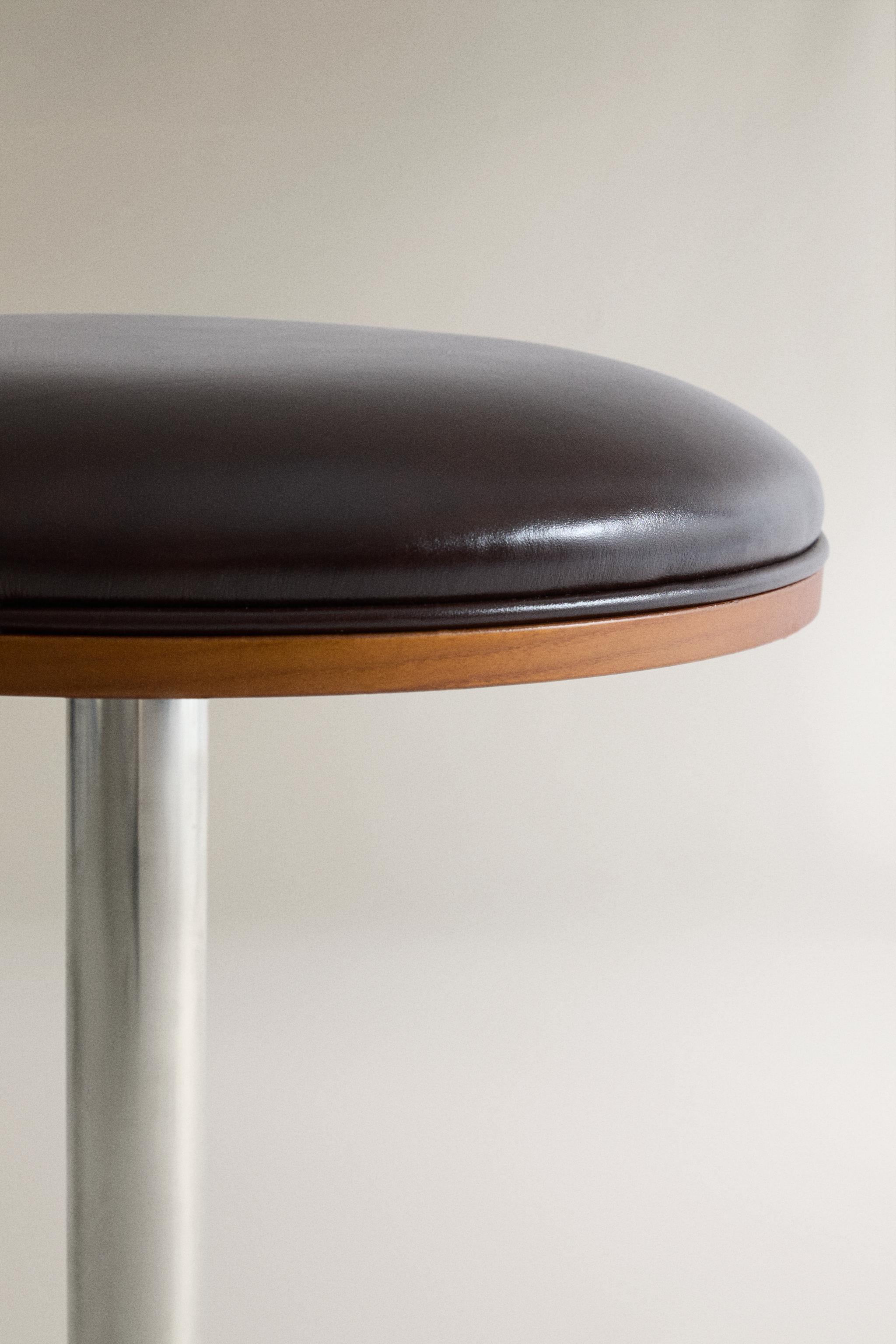 LEATHER AND STAINLESS STEEL STOOL