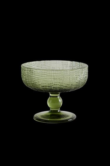 RAISED DESIGN GLASS ICE-CREAM CUP - Green by Zara