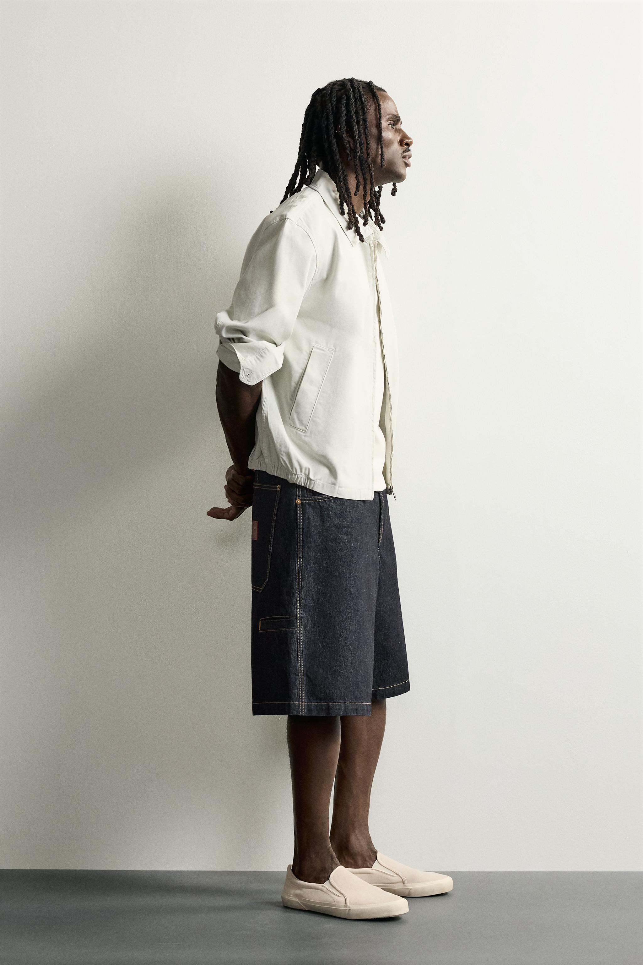CHAIN DETAIL RELAXED DENIM JORTS