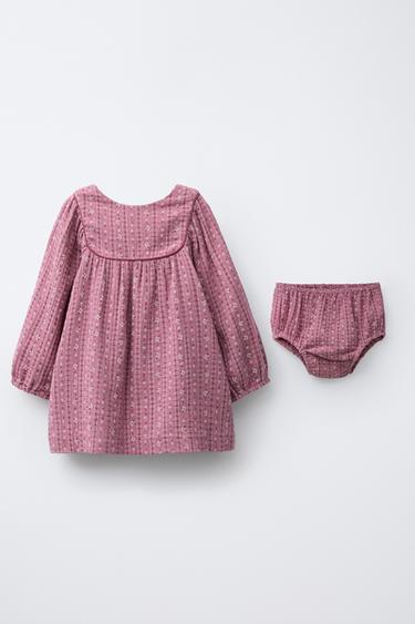 FLORAL TEXTURED DRESS AND BLOOMERS - Dark pink by Zara