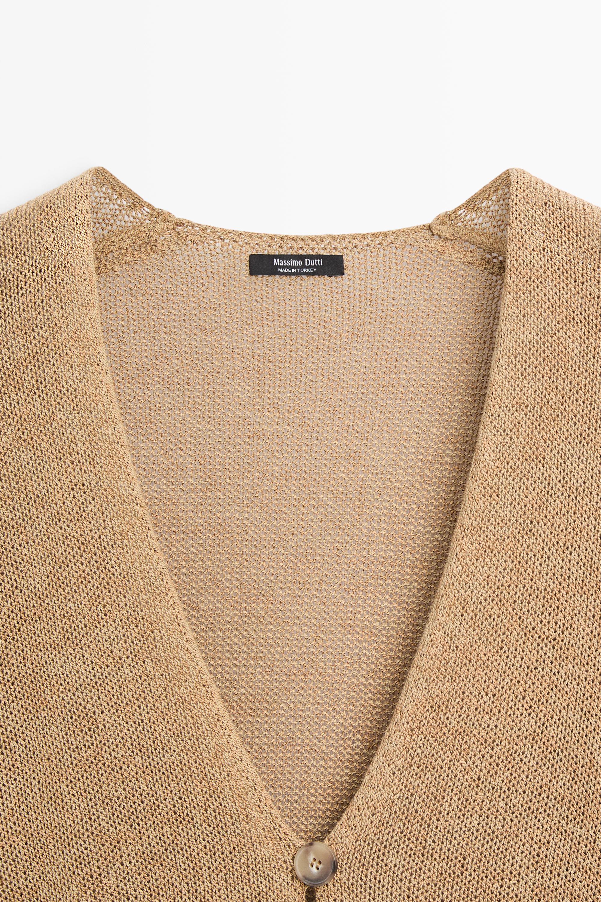 Long knit V-neck cardigan
