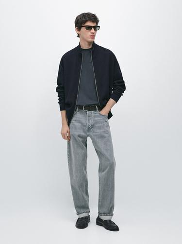 Zara Cotton zip-up knit cardigan - Navy blue