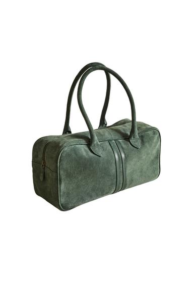 SAC EN CROÛTE DE CUIR - Vert de Zara