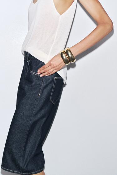 Zara 2-PACK OF EMBOSSED METAL BRACELETS - Golden
