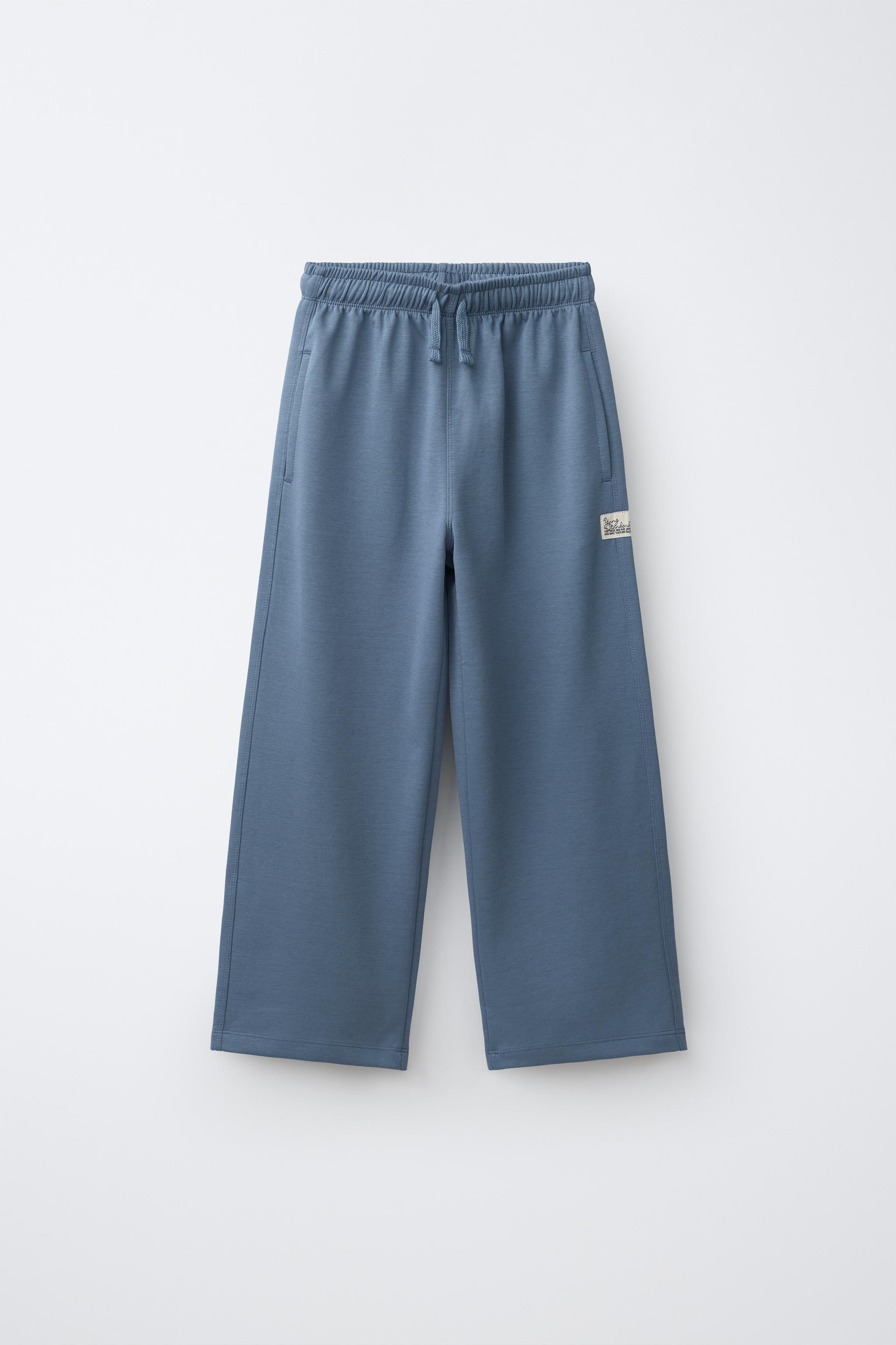 STRAIGHT INTERLOCK PLUSH PANTS - Pastel blue | ZARA United States