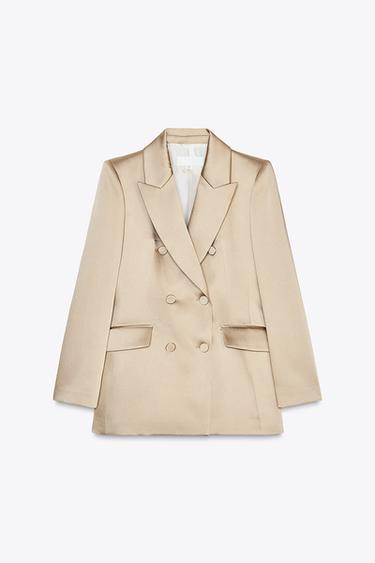SATIN DOUBLE-BREASTED BLAZER - Mink by Zara