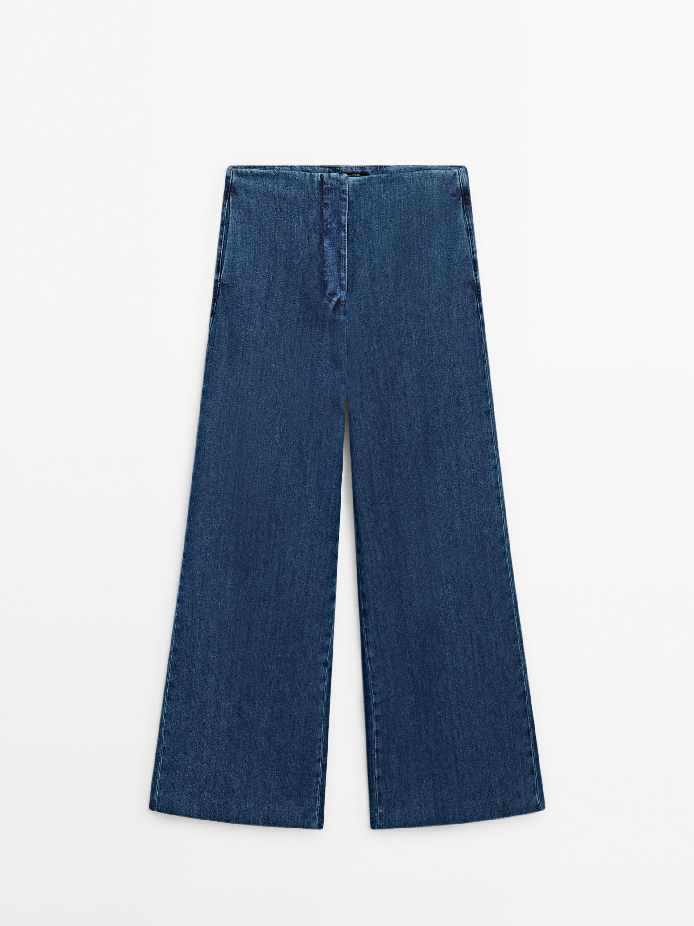 Wide-leg high-waist jeans - Mid-blue | ZARA United States