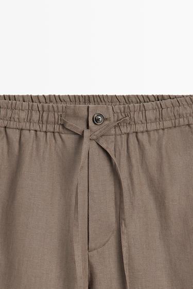100% linen relaxed fit pants — Mink 2