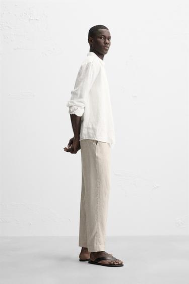 PANTALON 100 % LIN - Beige clair de Zara - Image 3