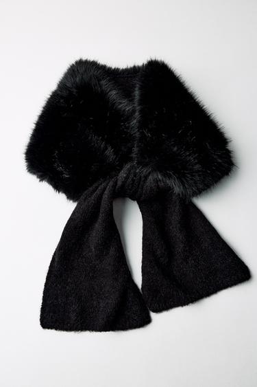 ÉTOLE EN MAILLE EN MATIÈRES VARIÉES EFFET FOURRURE - Noir de Zara - Image 5