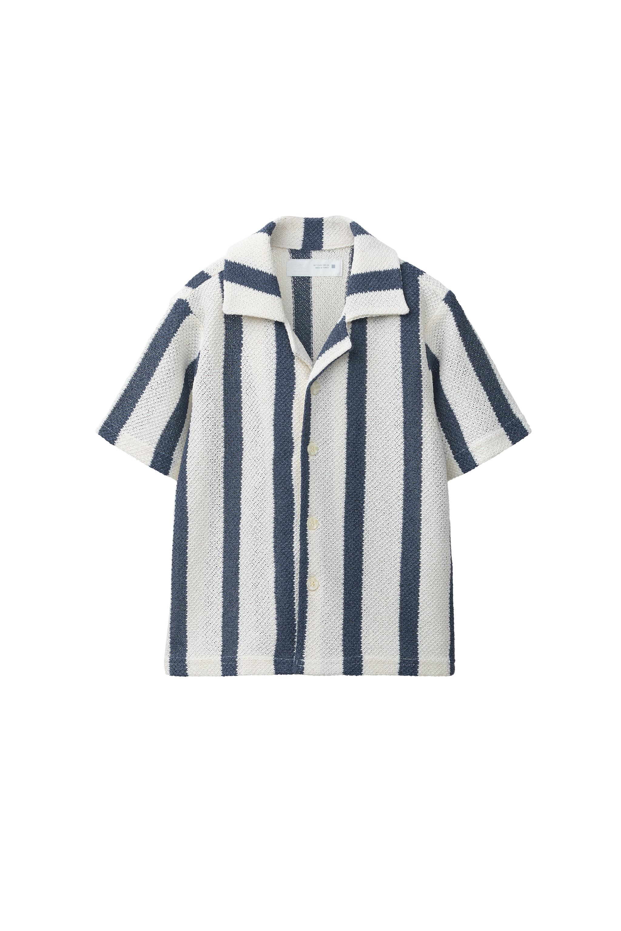 ストライプニットシャツ - ブルー | ZARA Japan / 日本