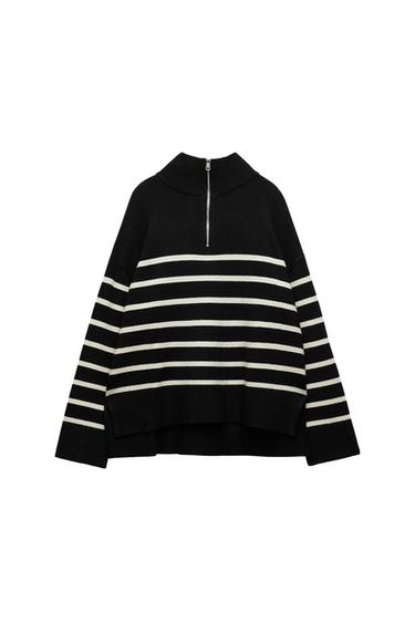 STRIPED SWEATER WITH ZIP
