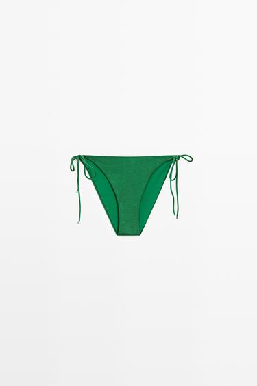 Zara Shiny bikini bottoms with bow - Green - Image 0