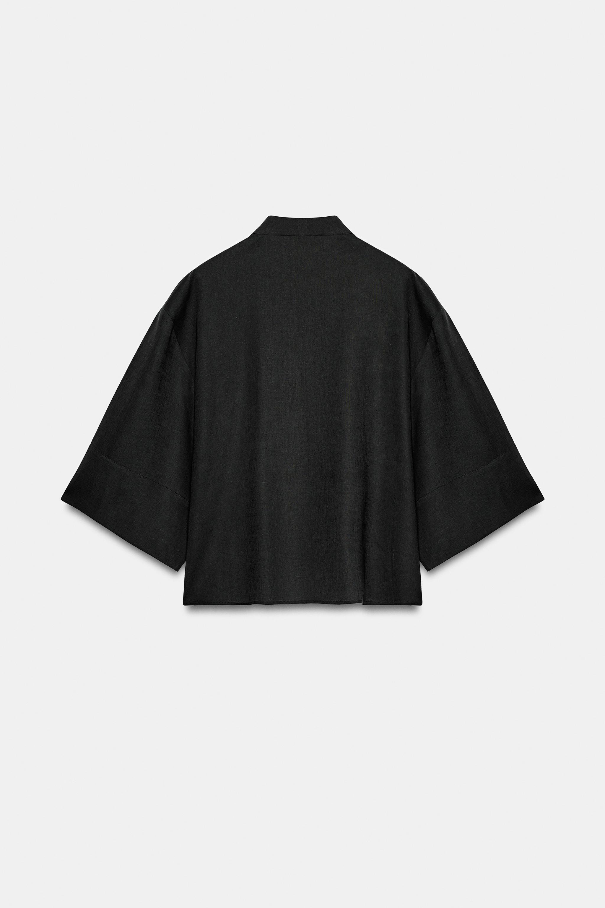 Женские рубашки Zara LINEN SHIRT WITH FROG FASTENING — фото 8