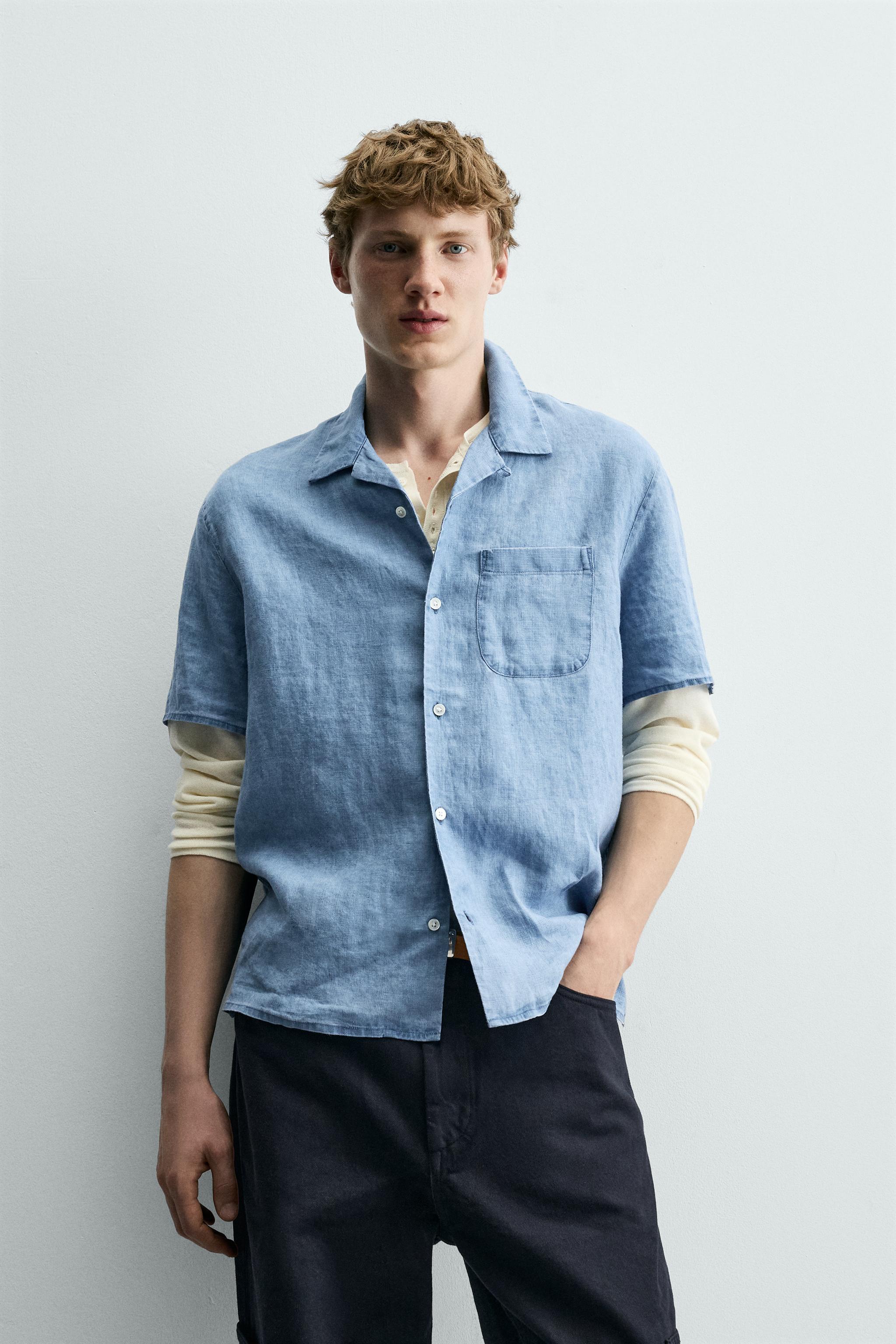 INDIGO 100% LINEN RELAXED FIT SHIRT