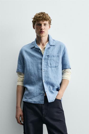 100% LINEN RELAXED FIT SHIRT - Indigo by Zara