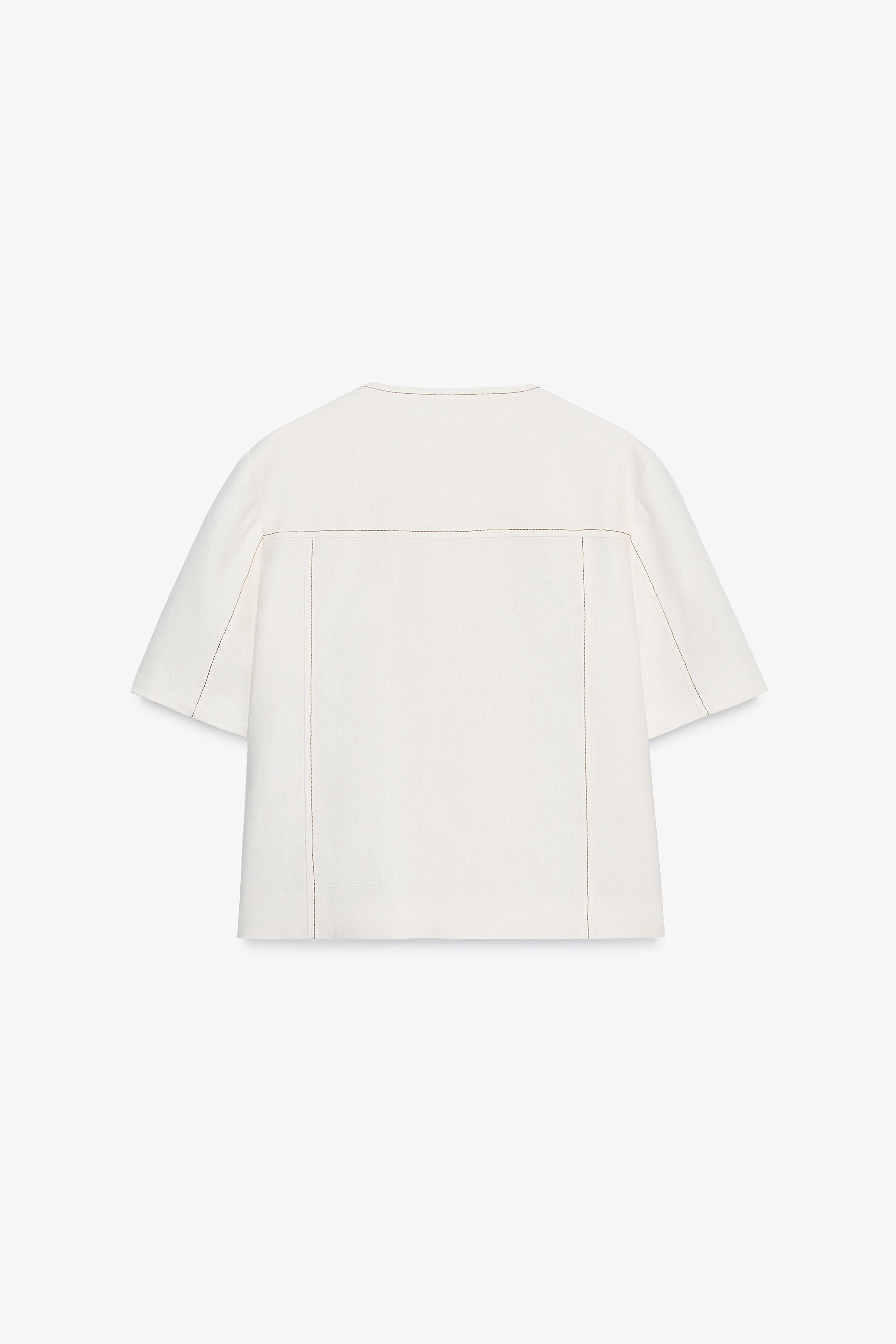 BLAZER MANCHES COURTES AVEC LIN