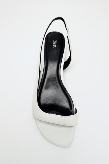 LEATHER FLAT SANDALS - white by Zara
