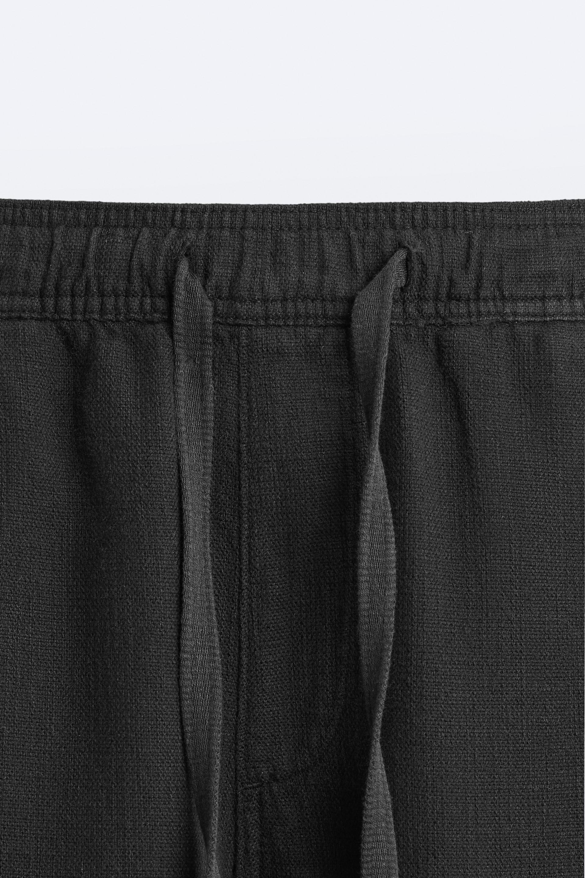 TEXTURED JOGGER WAIST PANTS - Oyster-white