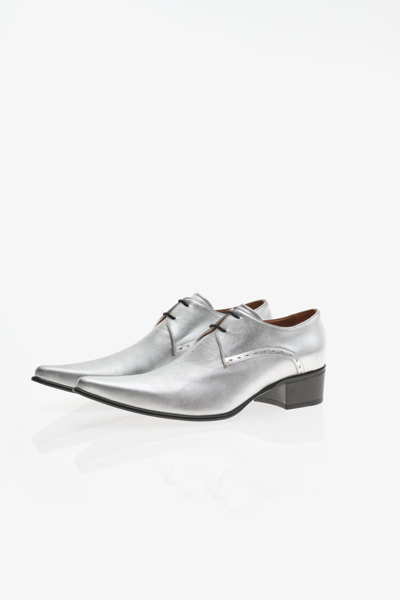 LIMITED EDITION LEATHER DERBY SHOES — Silver