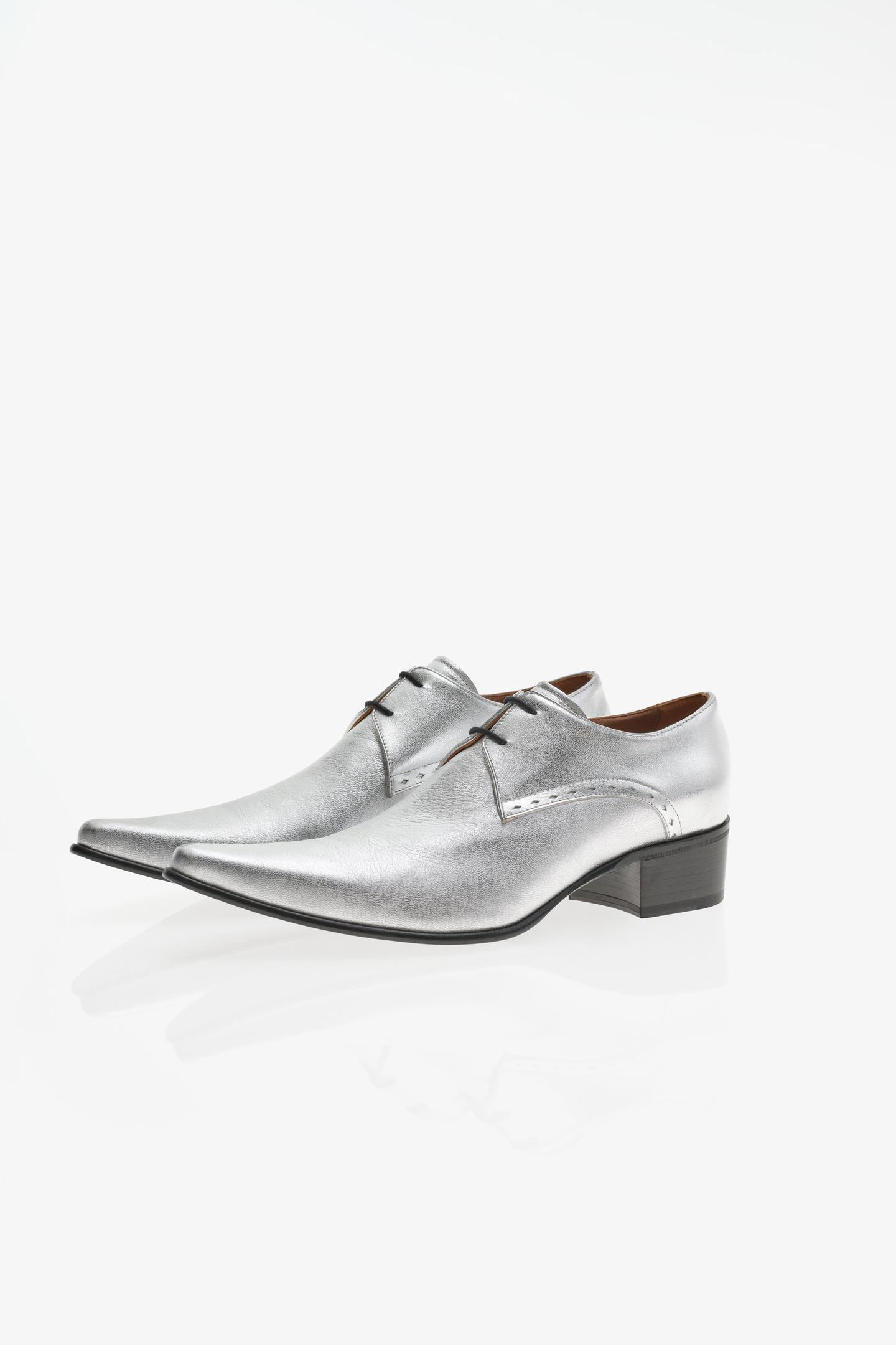 Мужские туфли Zara Limited Edition Leather Derby, цвет: Серебряный — фото 3