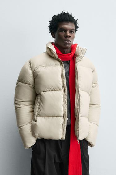 Zara WATER REPELLENT PUFFER JACKET - Ecru / Beige