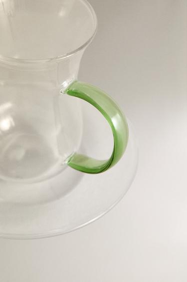 BOROSILICATE TUMBLER AND SAUCER - Green by Zara - Image 2