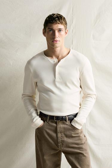 HENLEY T-SHIRT — Oyster-white 2