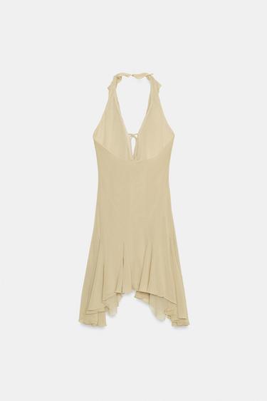 ROBE HALTER À VOLANTS - Vert moyen de Zara - Image 6