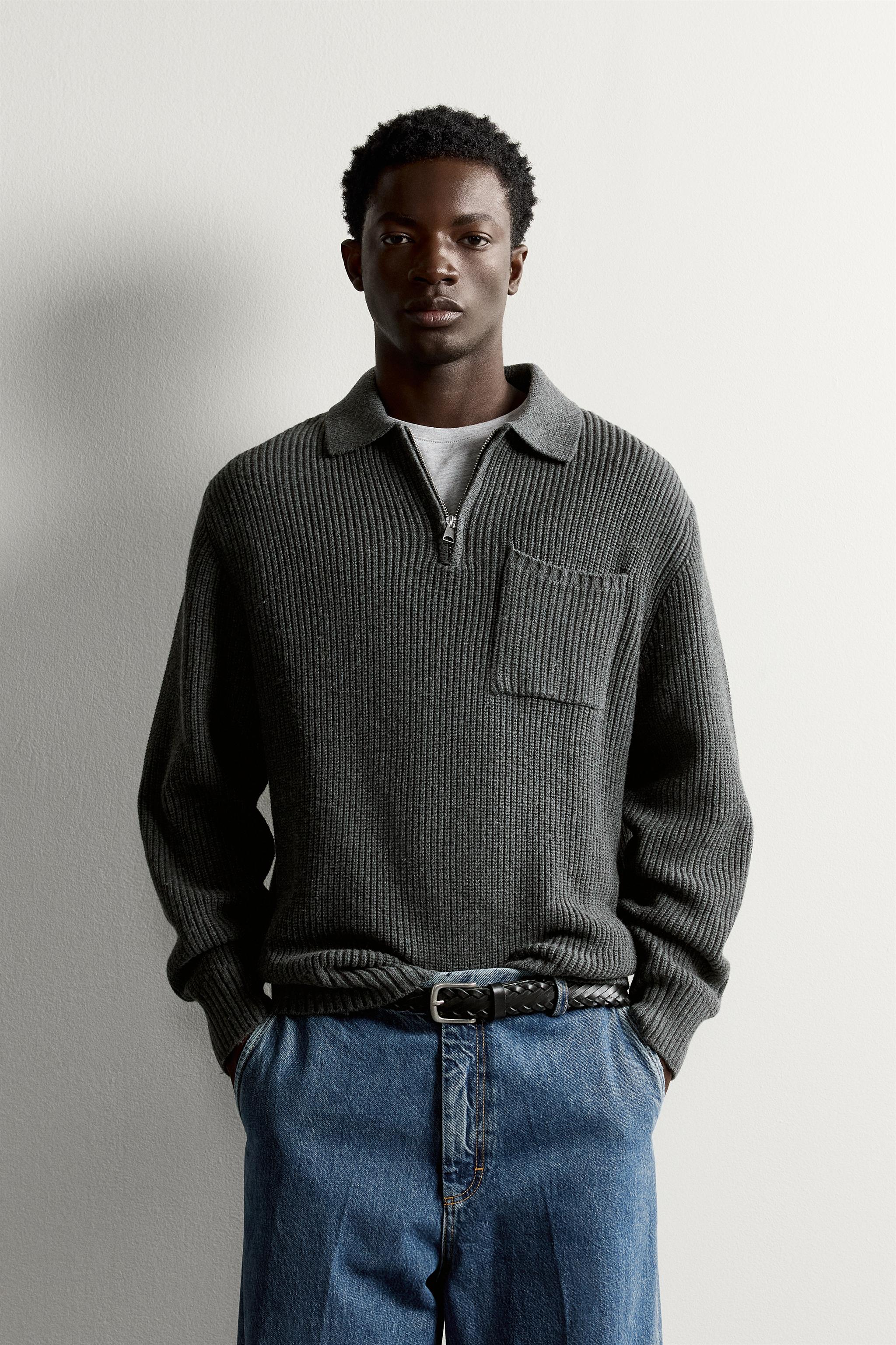COTTON-WOOL PURL KNIT POLO