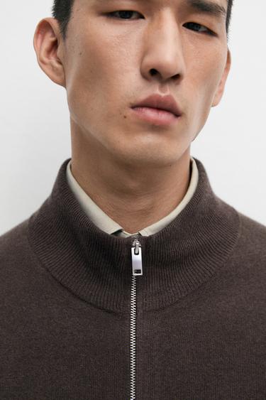 Cardigan zippé laine mélangée - whisky clair de Zara