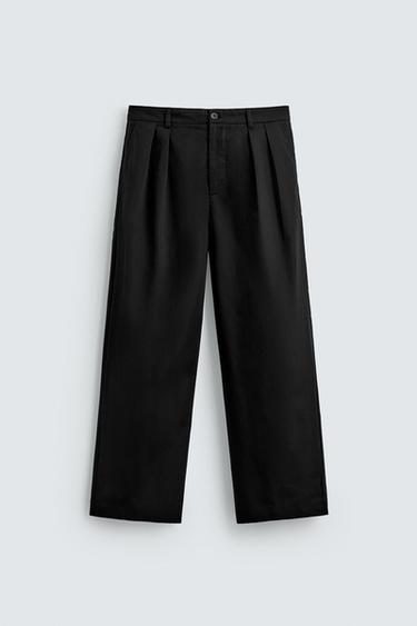 PLEATED WIDE-LEG TROUSERS - Black by Zara