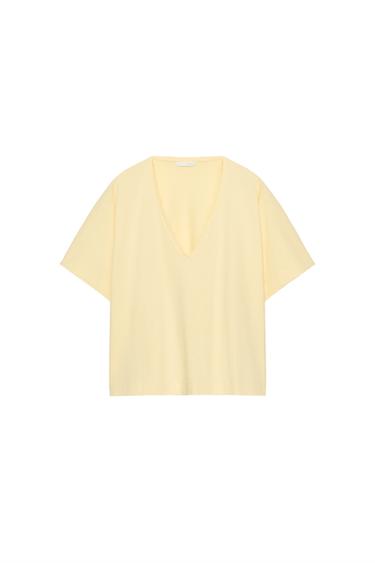 TOP MIT LEINENOPTIK UND CAPE - Gelb von Zara