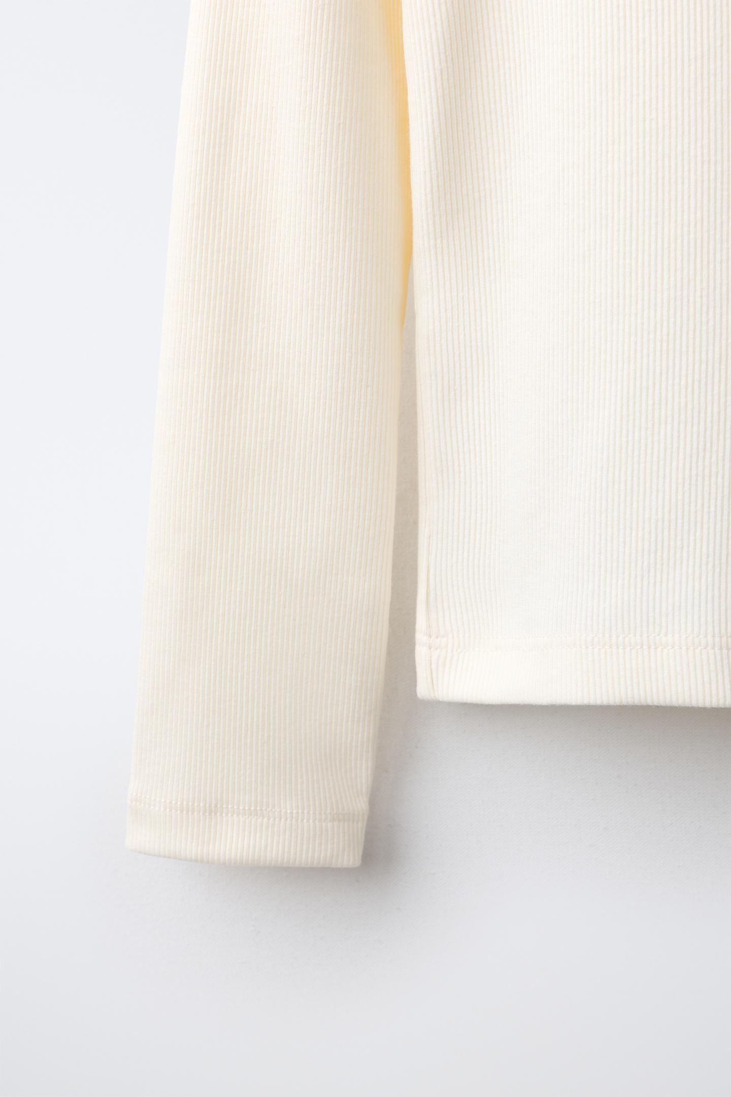 Детская футболка Zara Ribbed V-NECK, цвет: Светлый жёлтый — фото 5
