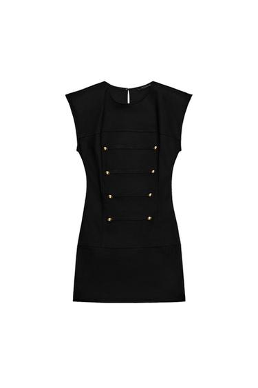VESTITO CORTO CON ALAMARI - Nero di Zara