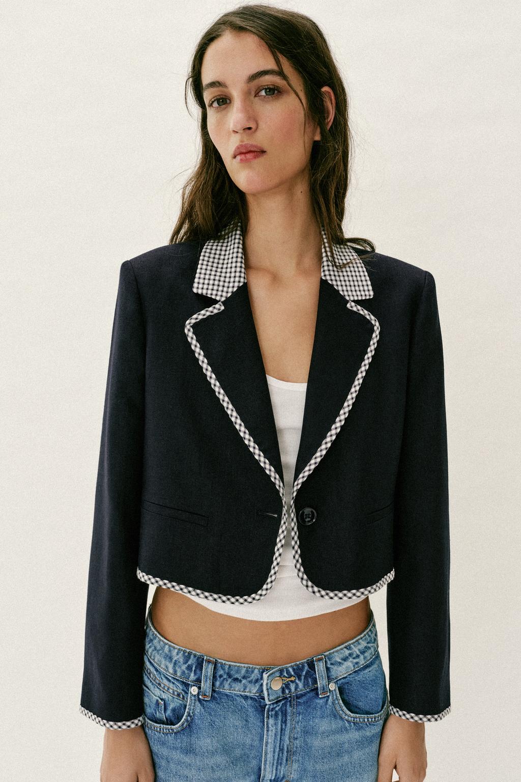 GINGHAM CHECK SHORT BLAZER