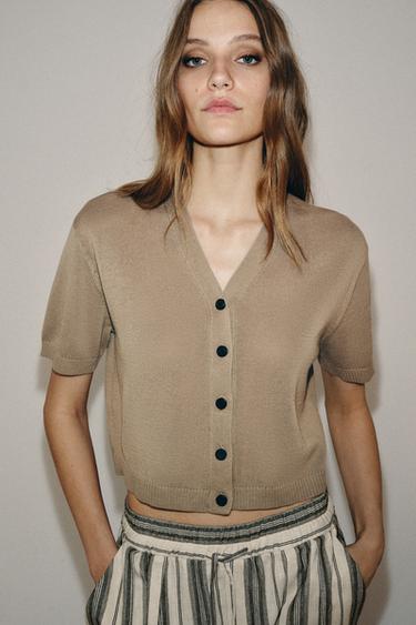 CARDIGAN WITH SHORT SLEEVE - Mink by Zara - Image 0