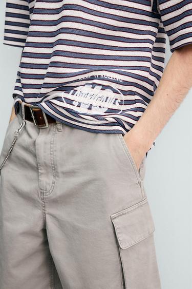 EMBROIDERED STRIPED JACQUARD POLO SHIRT - Blue/White by Zara - Image 4