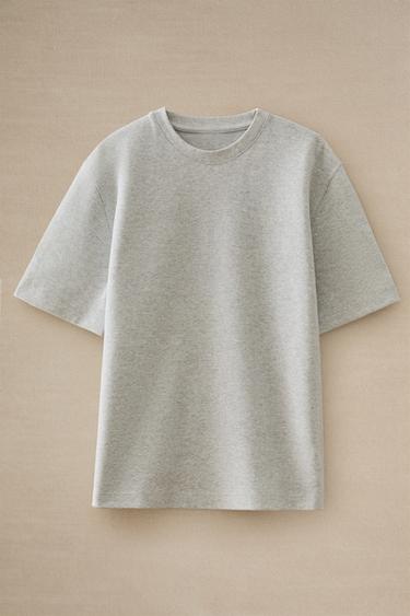 T-SHIRT MANCHES COURTES EN COTON - Gris de Zara - Image 4