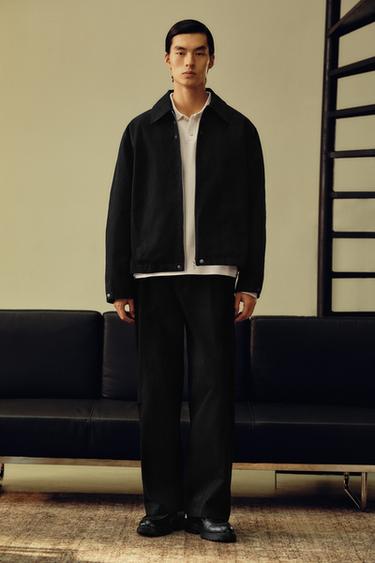 Zara 方正剪裁紋理外套 - 黑色