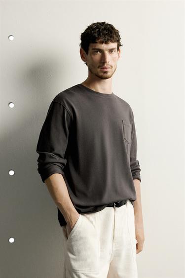 レギュラーフィット ロングスリーブTシャツカーボングレーZaraのレギュラーフィット ロングスリーブTシャツ - カーボングレー 