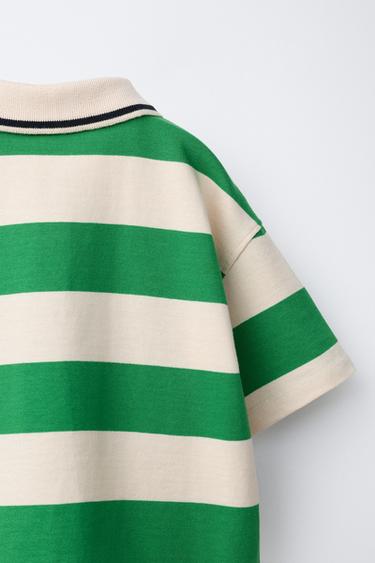 POLO À RAYURES - Vert de Zara - Image 3