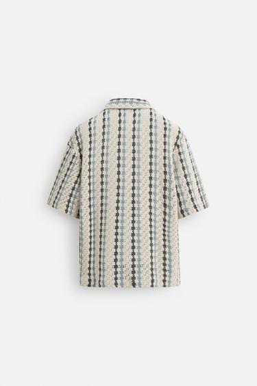 CHEMISE STRUCTURÉE CROCHET - Blanc / Bleu marine de Zara - Image 7