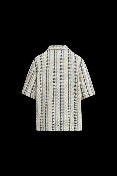 CROCHET TEXTURED SHIRT - White / Navy by Zara