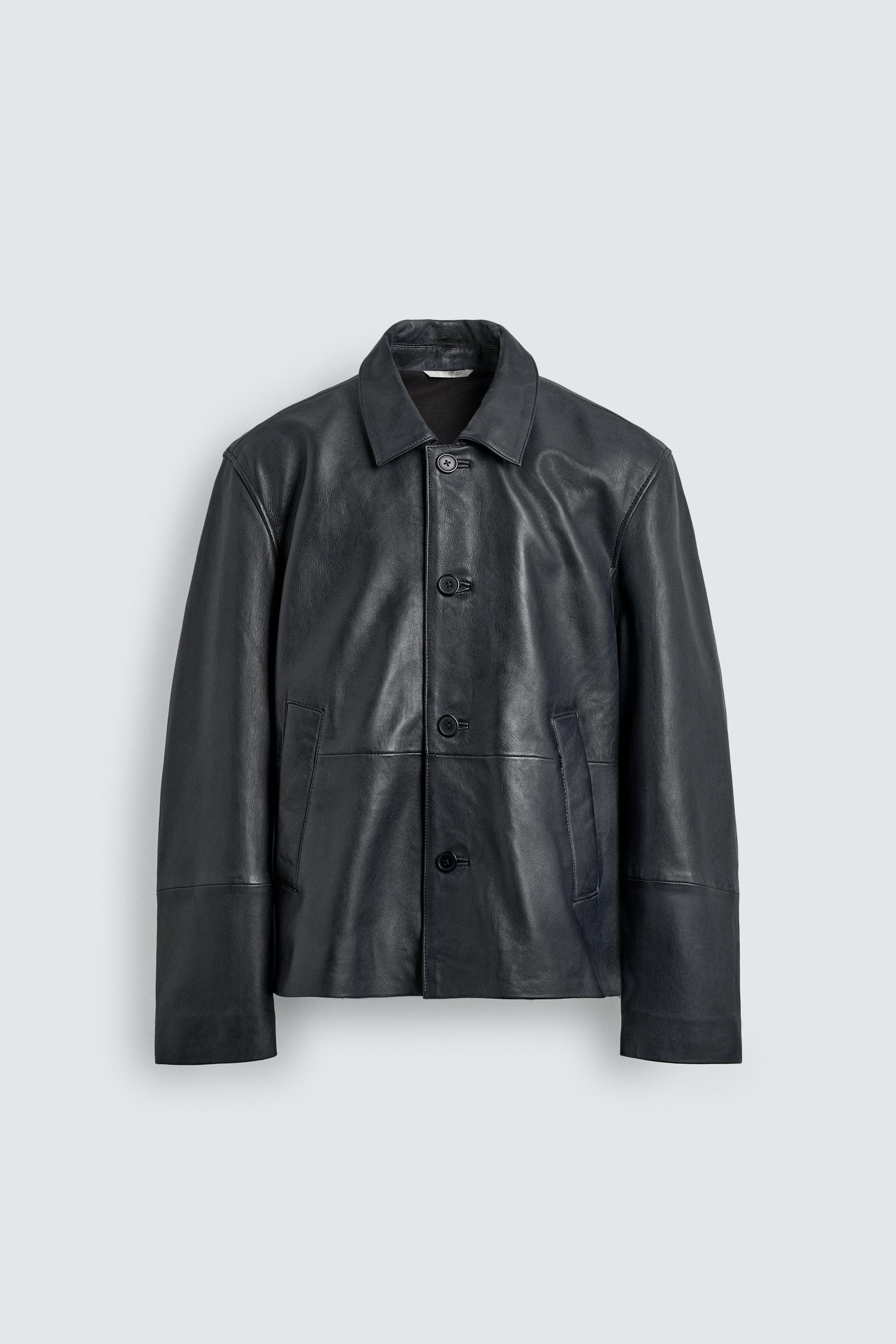 リラックスフィットレザージャケット - ブルー | ZARA Japan / 日本