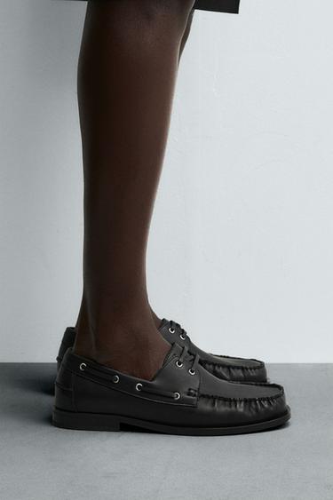 Zara DRESS BOAT SHOES - Black - Image 0
