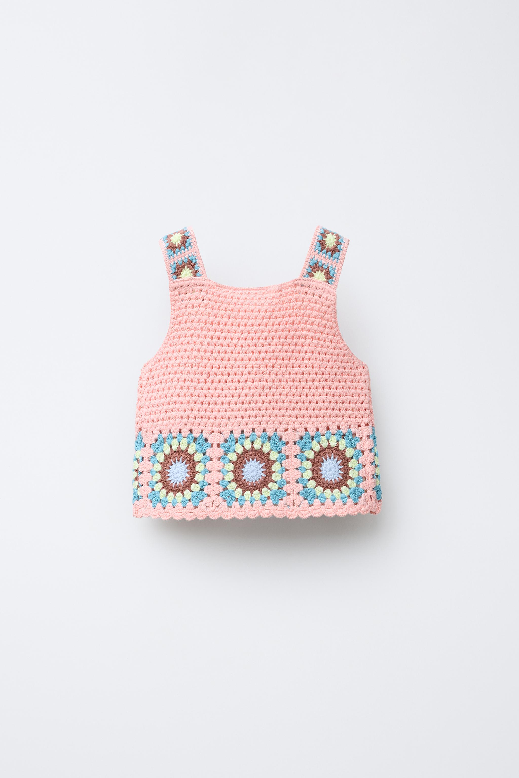 Crochet frill knit tops andmary pink 新品♡ andmary Crochet frill knit tops Pink - メルカリ