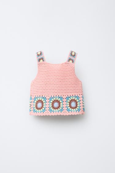 TOP EN MAILLE CROCHET - Rose fluo de Zara - Image 1