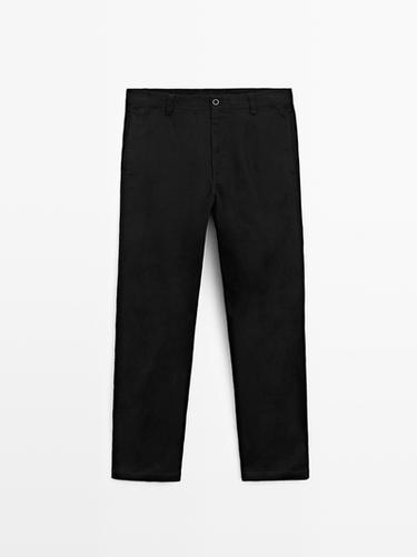 Zara 100% cotton wide-leg trousers - Black