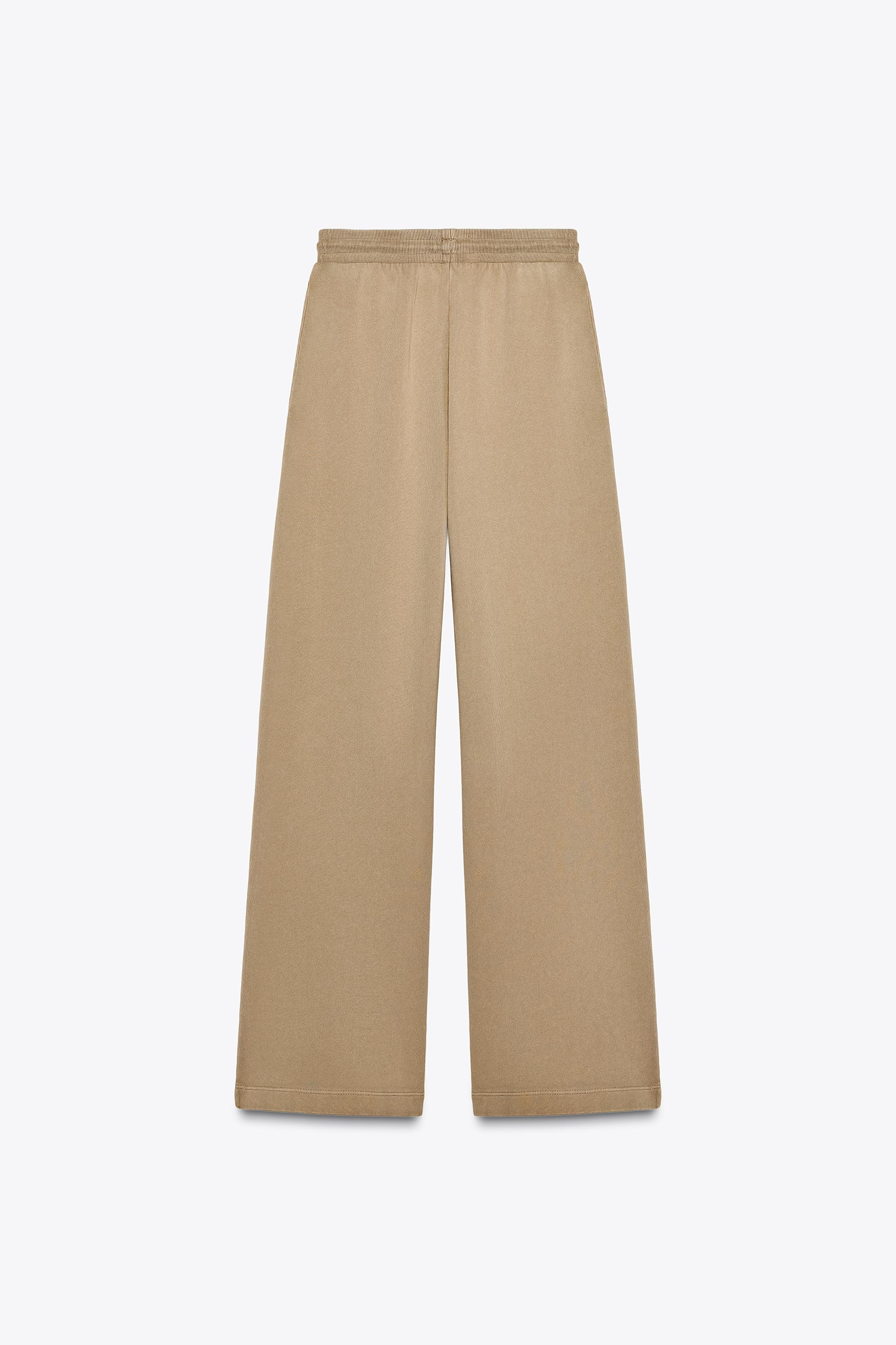 WASHED EFFECT WIDE LEG PANTS - Sand | ZARA United States